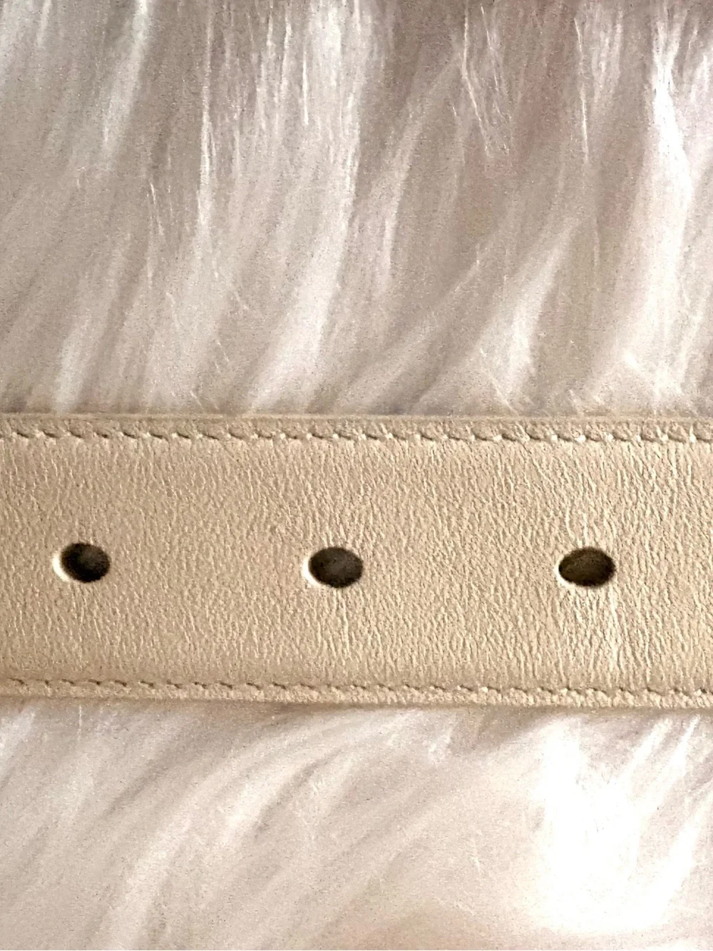 Saint Laurent White Leather Belt with Gold YSL Logo Buckle